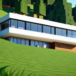 마인크래프트 지형 활용법 - **Hillside Home:** "A modern, family-friendly house built into a grassy hillside, fully clothed figu...